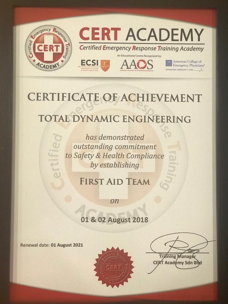 First Aid Team Award